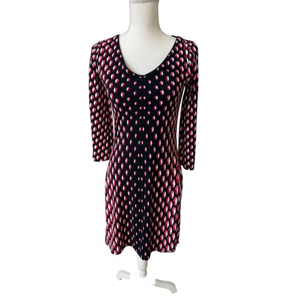 WHITE HOUSE BLACK MARKET Red Black Patterned Shirt Dress Size XS - Picture 1 of 6